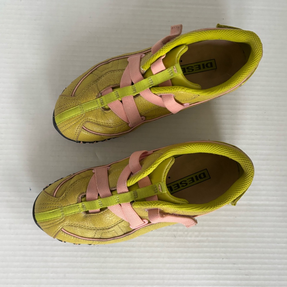 Vintage Diesel Leather Active Strap Green & Pink Shoes Women Size 6 - Picture 4 of 8